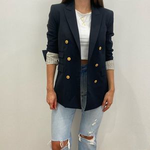 Theory Navy Blue Double Breasted Blazer Jacket - Size 2